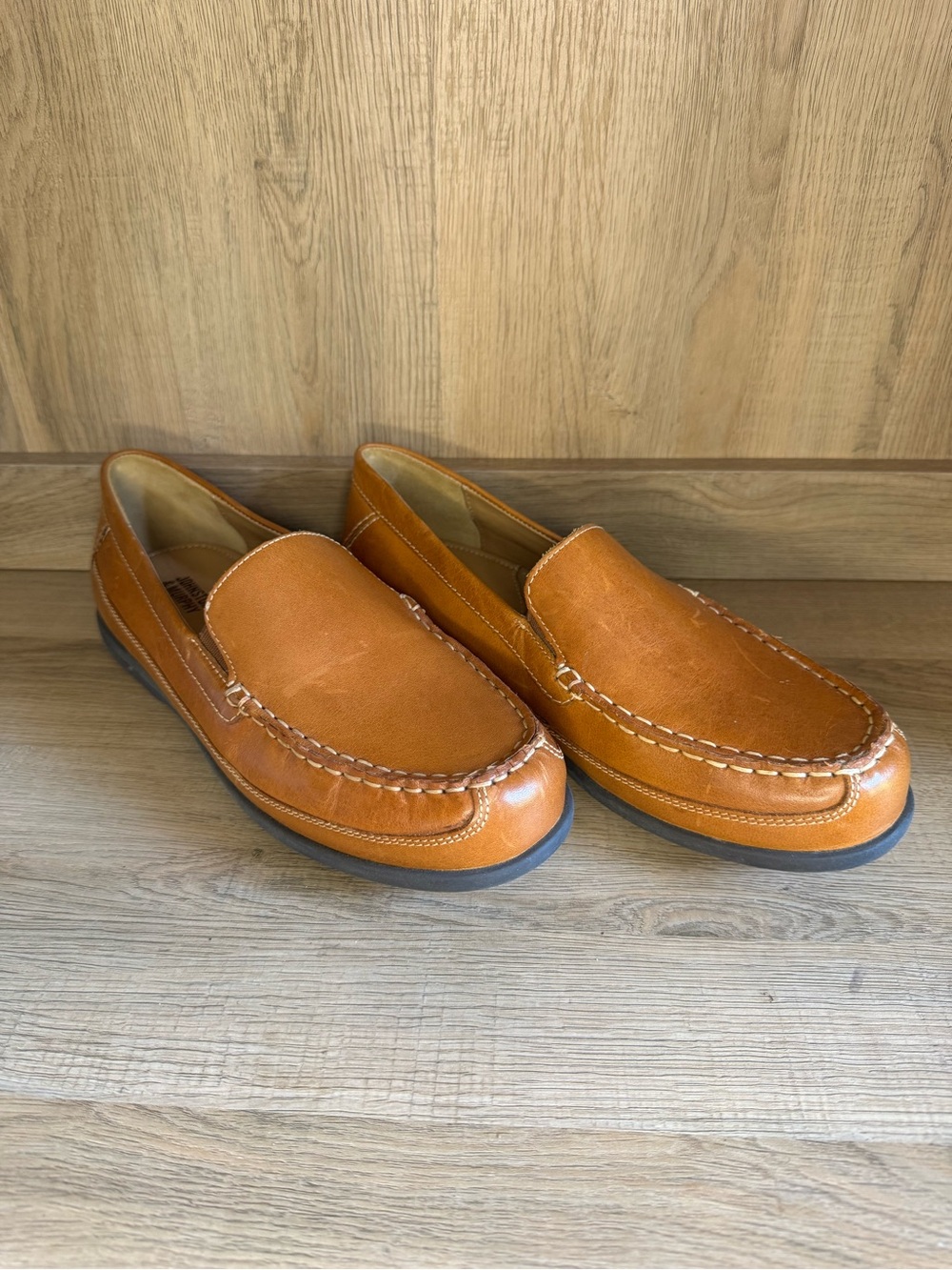 Johnston & Murphy Locklin Tan Full Leather Loafers Shoes Boys 7M